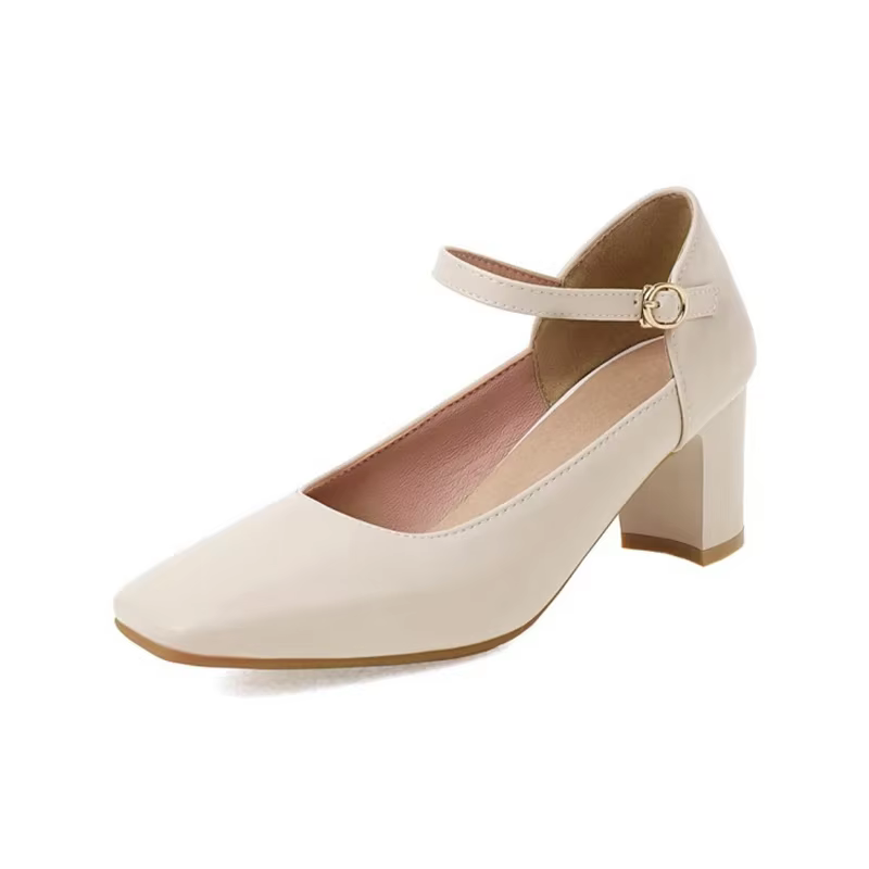 Zapatos De Mujer femmes chaussures bout carré confortable noir talons hauts boucle sangle robe chaus