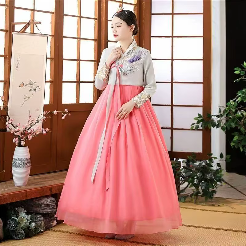 Robe Hanbok pour femmes, vêtements traditionnels coréens, Robe de palais ancien, col en v, Robe de m