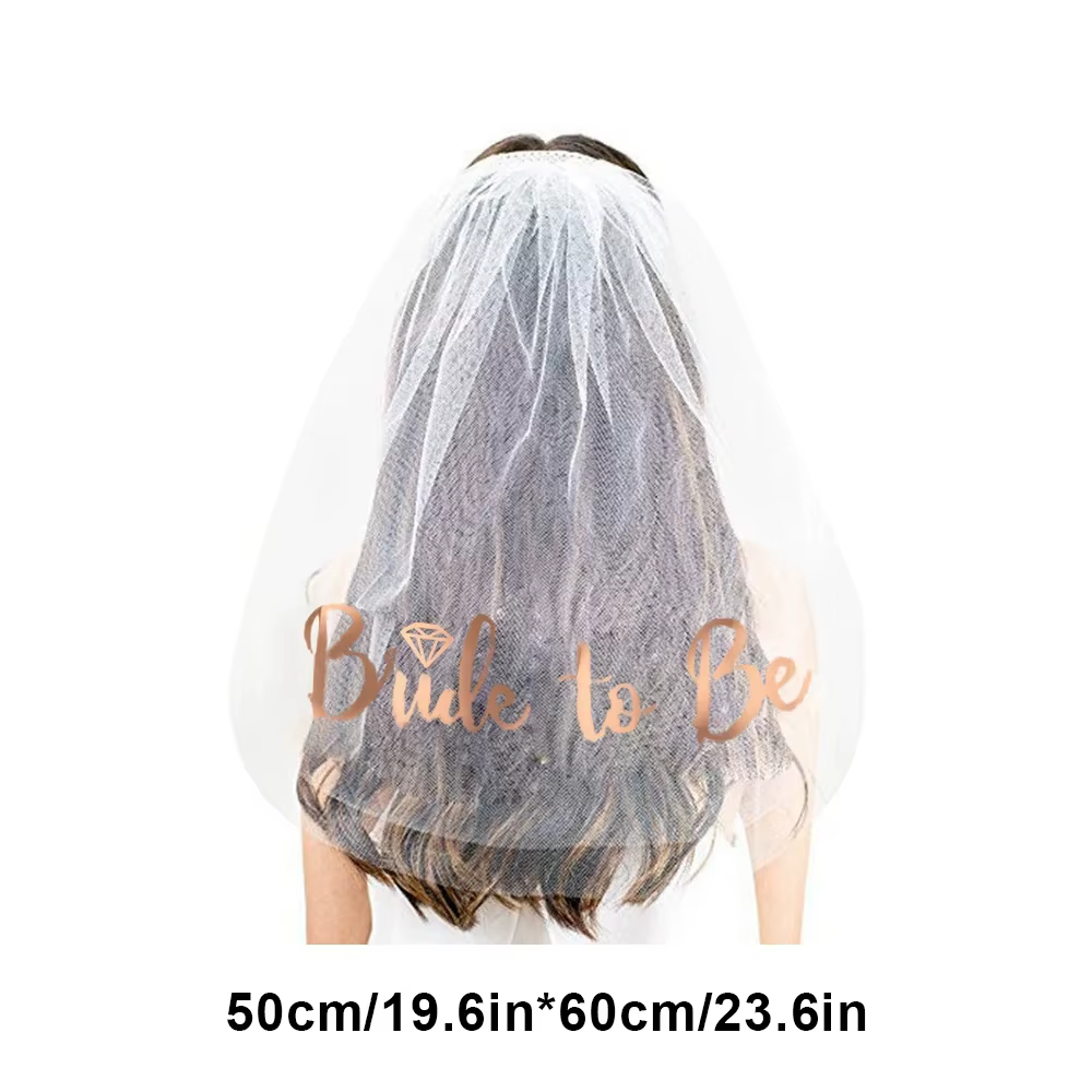 Voile de mariée rose doré pour enterrement de vie de jeune fille, voile blanc et rose, accessoires p