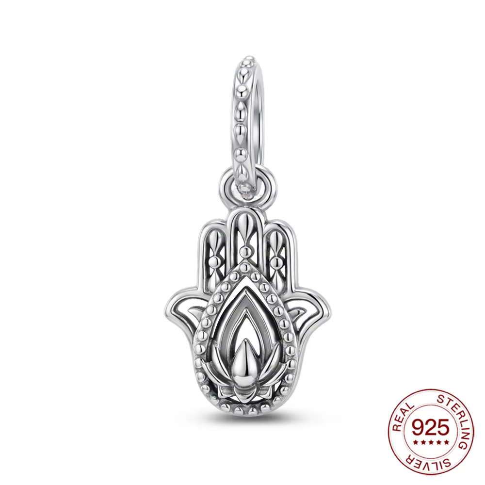 Breloque main Hamsa en argent Sterling 925, amulette de Protection spirituelle, pendentif, perle ada