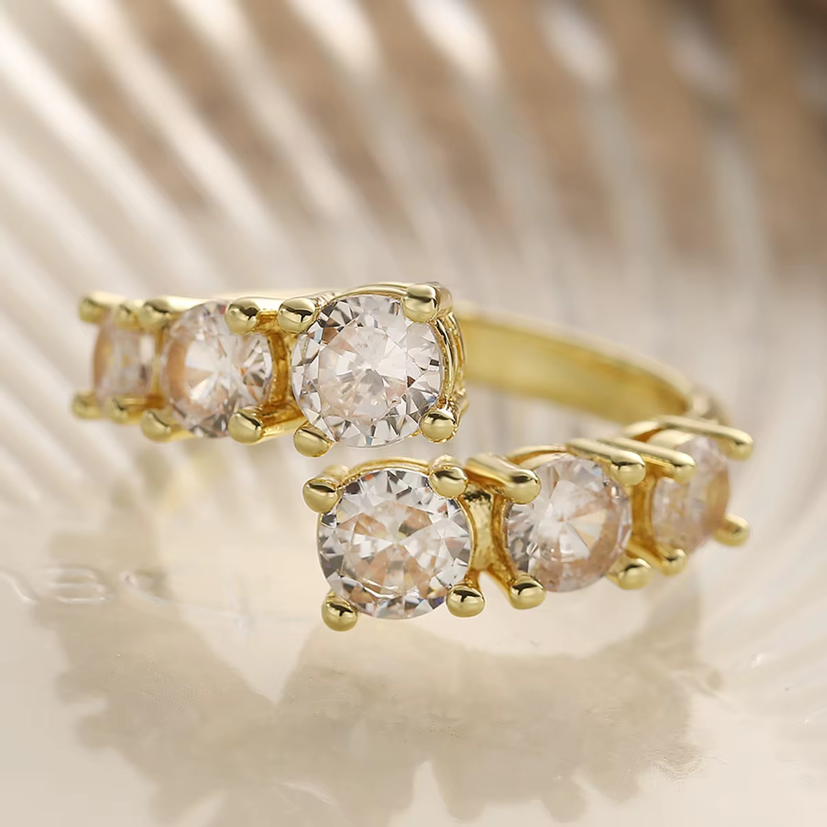 NEWBUY – bague géométrique en cuivre pour Femme, Bijoux de mariage, couleur or, zircone cubique, AAA