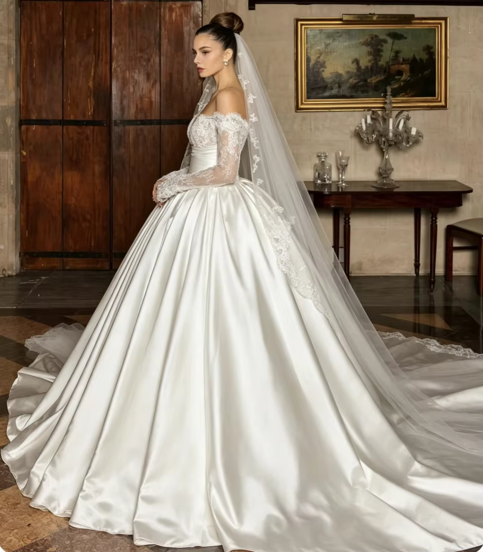 Robe de mariée sexy personnalisée, jupe en satin à dentelle ajustée, robe de soirée rétro pour femme