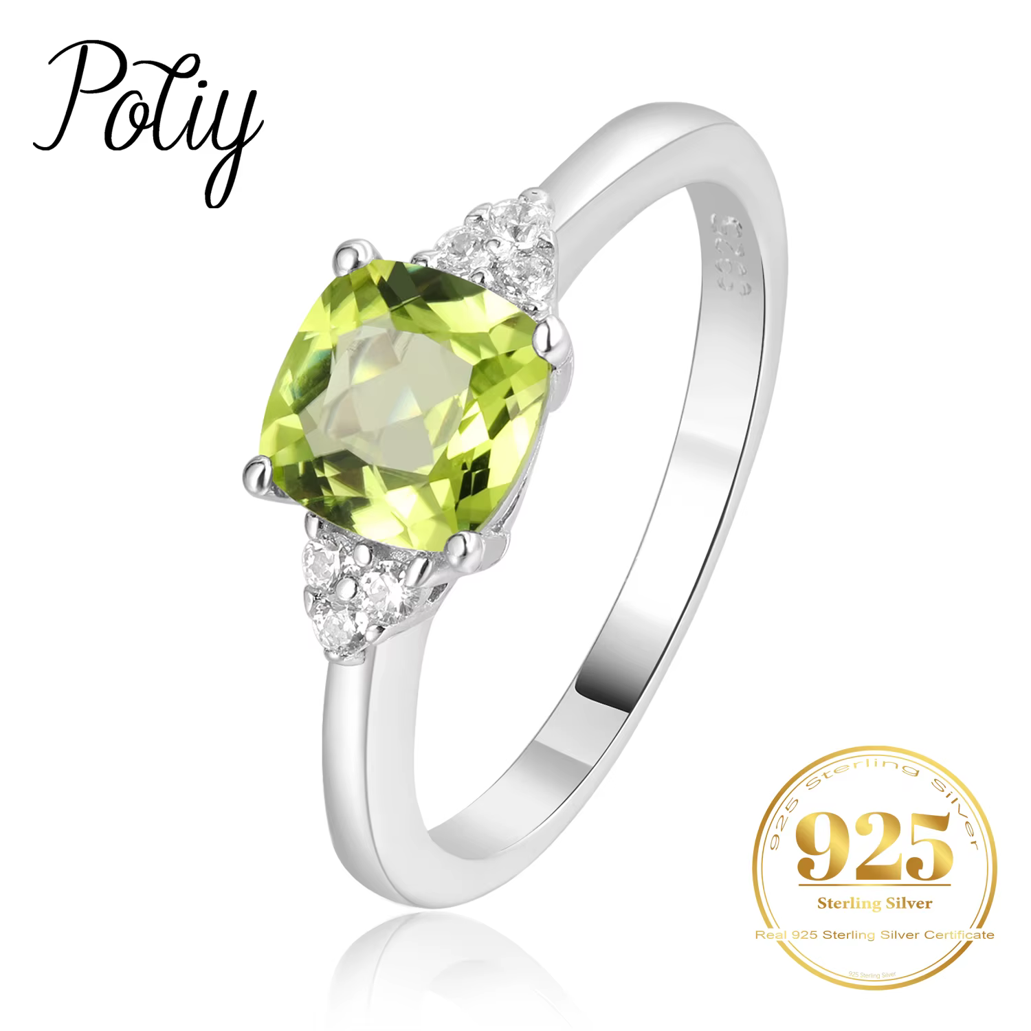 Potiy – bague solitaire en argent Sterling 925, péridot naturel authentique, 1,1 ct, pour femme, bij