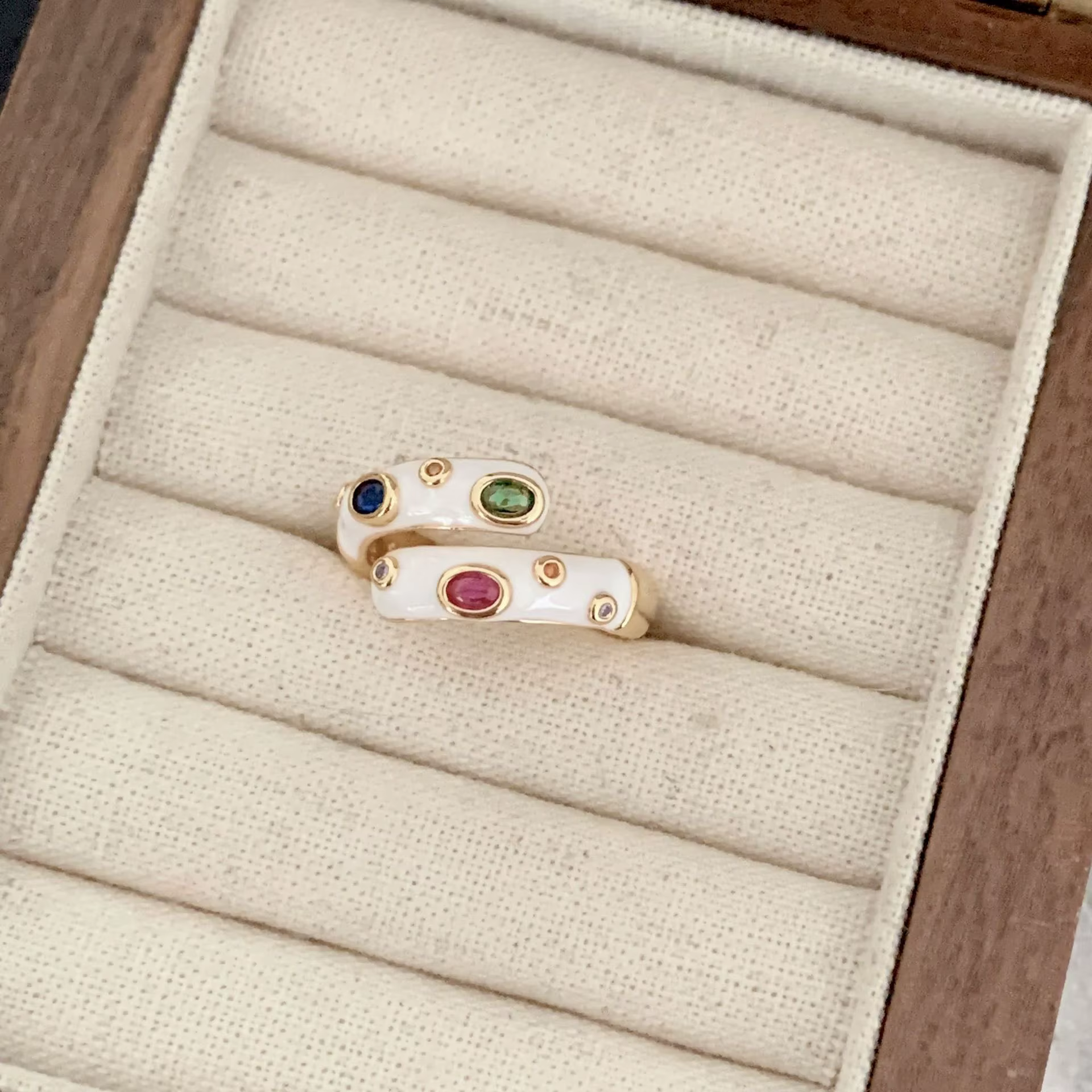 PONYKISS – bagues ouvertes géométriques en émail et zircon couleur or pour femmes, bijoux de fête vi