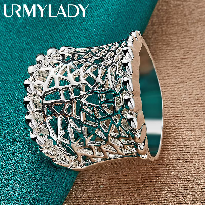 URMYLADY 925 argent sterling concave creux 7-10 #   Bague pour femmes, bijoux de charme à la mode po
