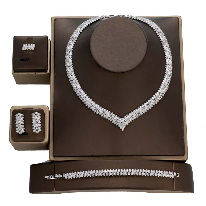 HADIYANA-Ensemble de bijoux de luxe exquis pour femmes, accessoires de mariage, de haute qualité, co