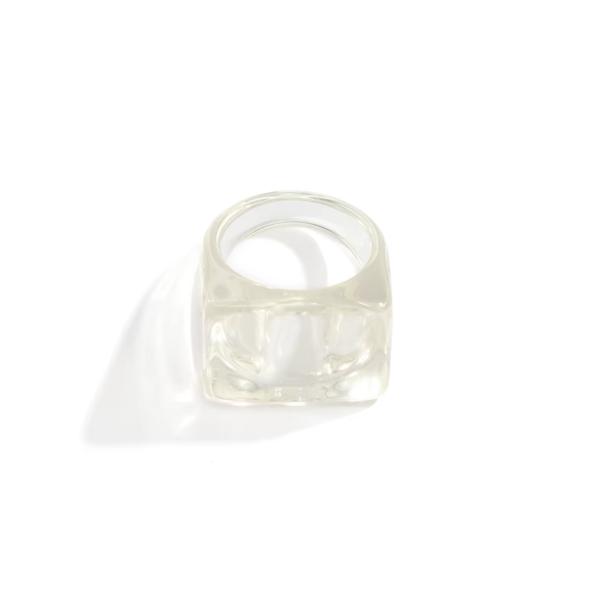 Grand anneau en résine acrylique or diamant couleur bonbon géométrique INS été fille chaude gelée co