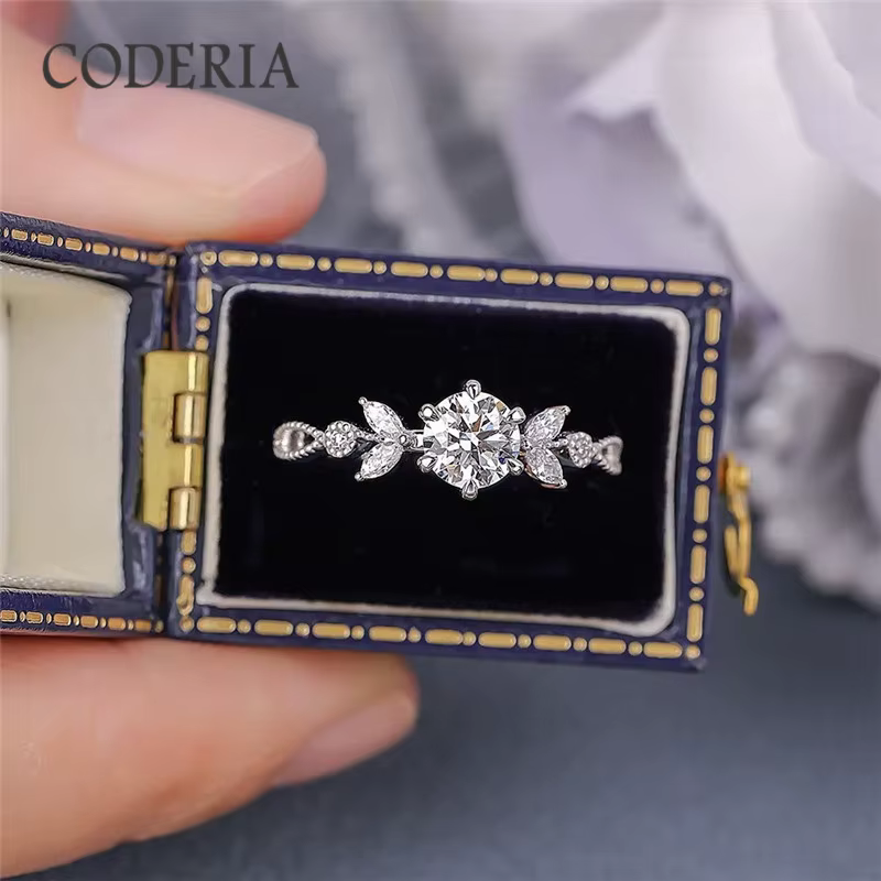 Bague de mariage en argent regardé 925 Moissanite pour femme, matiques de fiançailles en diamant, bi