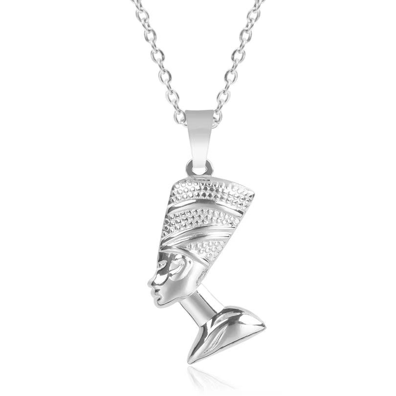Anniyo – collier avec pendentif reine égyptienne Nefertiti unisexe, couleur or, colliers africains p