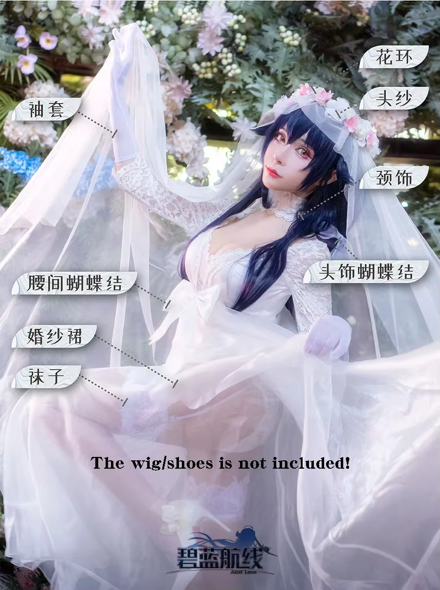 Azur Lane Azuma Cosplay Costume pour femme, robe de mariée mignonne avec voile, uniformes de fête im