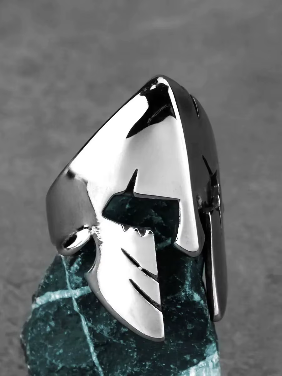 Bague masque de guerrier spartiate pour hommes, Hip Hop, breloque Simple, Punk Boutique, bijoux Viki