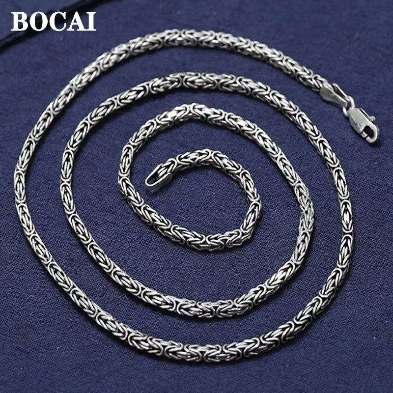 BOCAI-Collier en argent pur S925 véritable pour hommes et femmes, personnalité dominatrice, développ