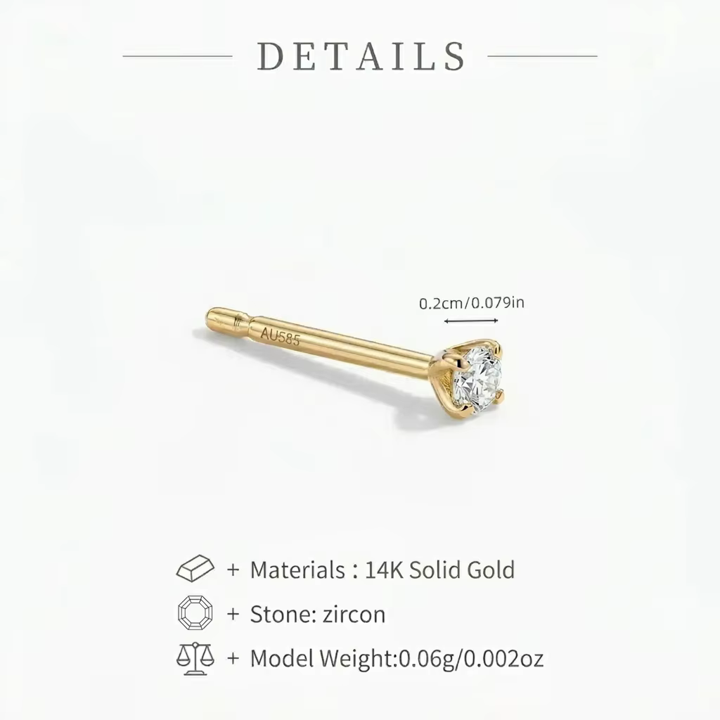 GOLDtutu – Boucles d'oreilles clous en or massif 9K 14K, minimalistes, géométriques, papillon, étoil