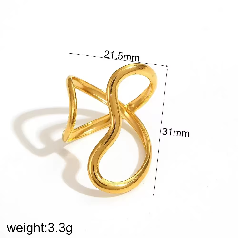 Bague géométrique plaquée or 18 carats pour femme – Bijoux minimalistes en acier inoxydable |   Hypo