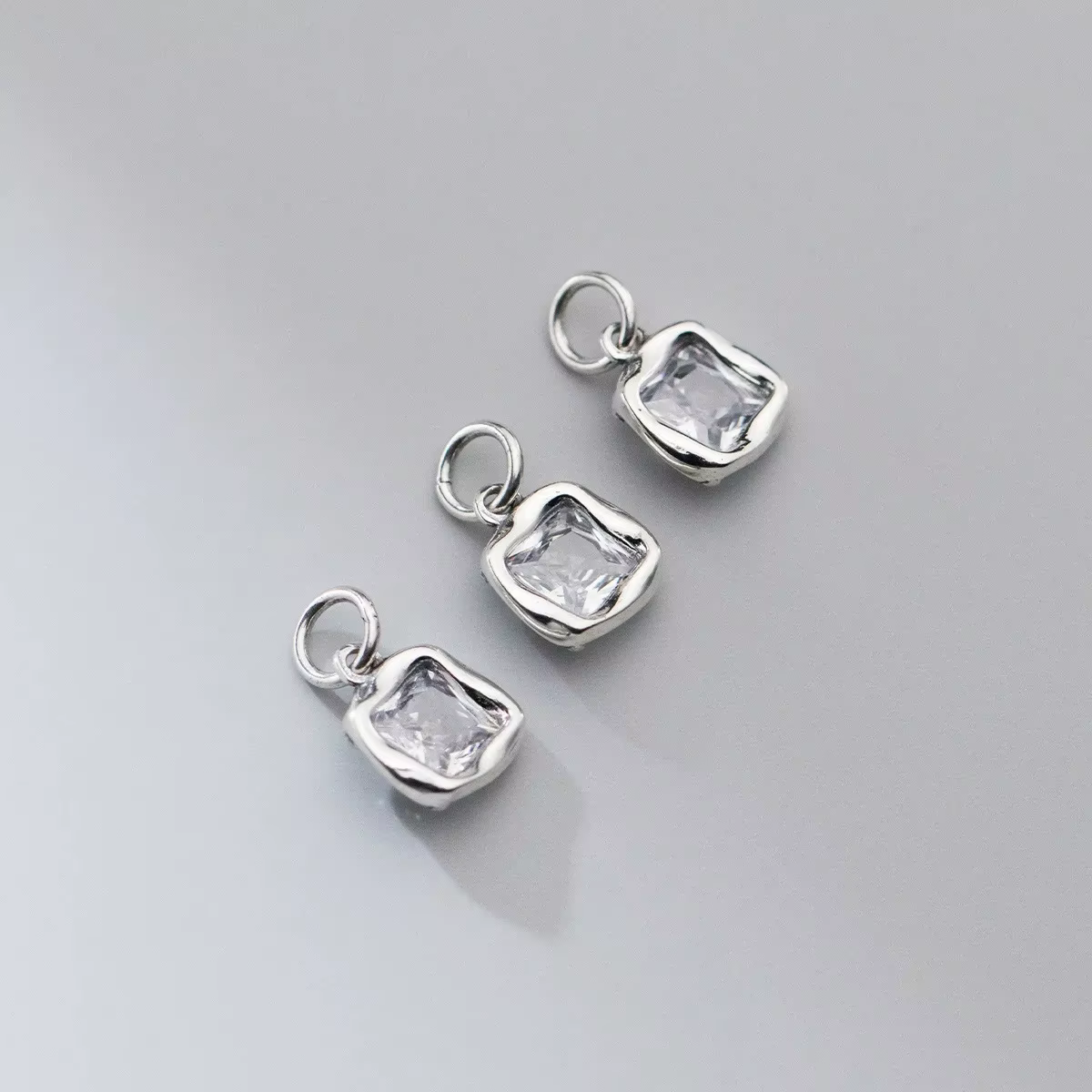 Breloques carrées en Zircon, pendentif en argent 925, accessoires de collier, bijoux à faire soi-mêm