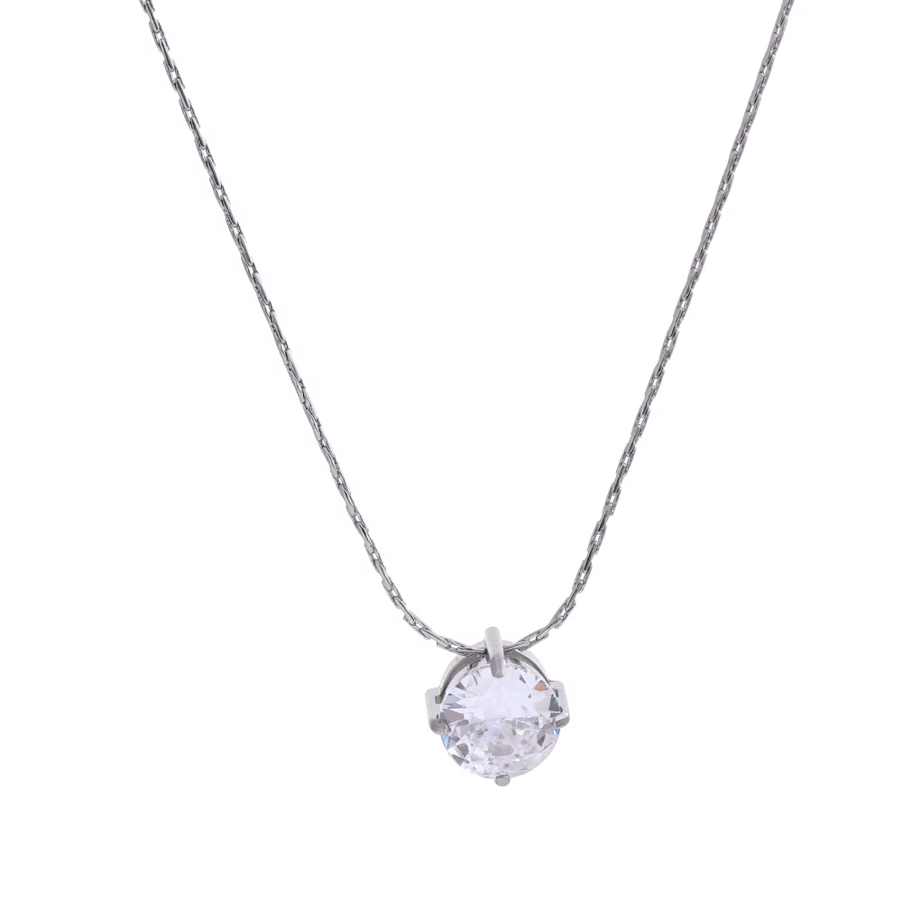 NiNice – collier pendentif rond en zircone cubique, délicat et brillant, couleur or argent, plaqué P