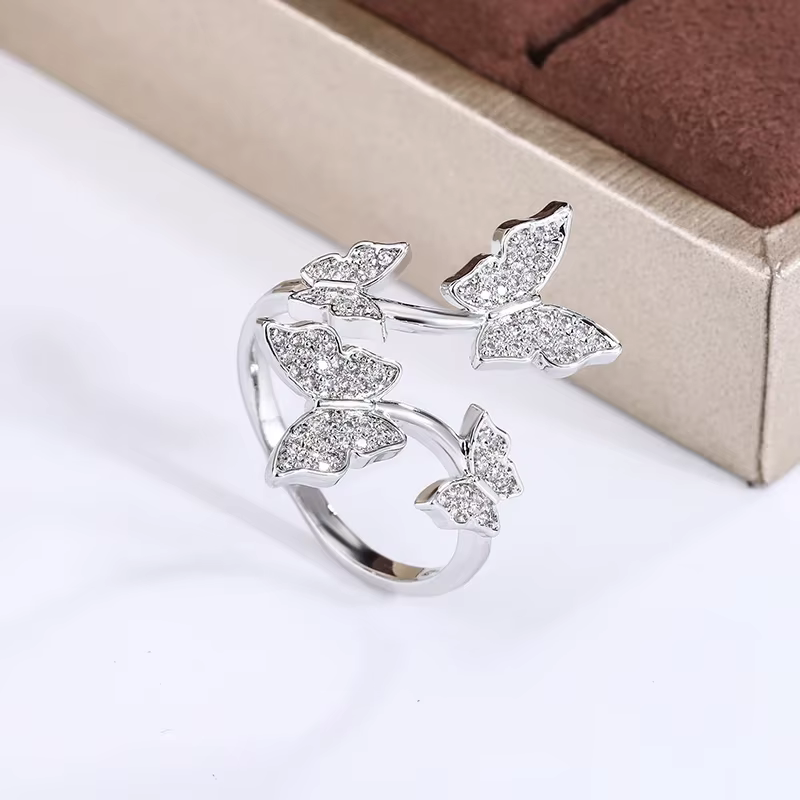 Bague en argent Sterling 925 pour femme, bijoux à la mode, en Zircon blanc exquis, avec nœud papillo