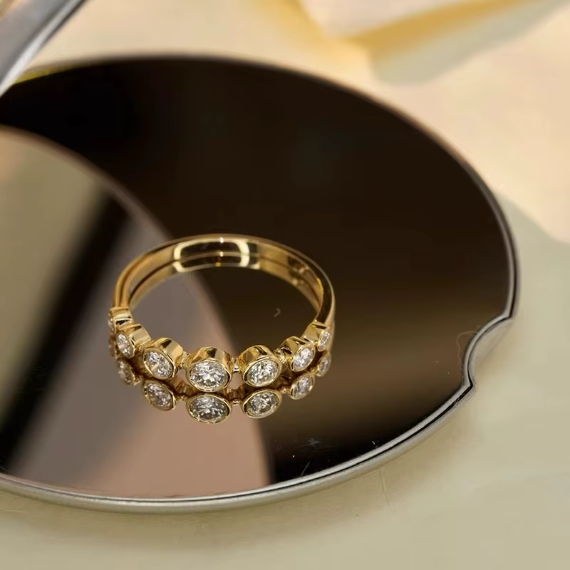 Bague plaquée or 18 carats pour femme, style français, bijoux vintage, design creux, incrusté, matiq