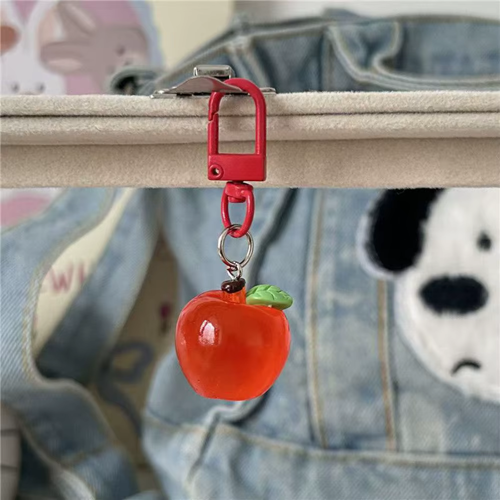 Porte-clés pendentif pomme rouge/verte en résine, couleurs acidulées, nouveau Design, décoration de 