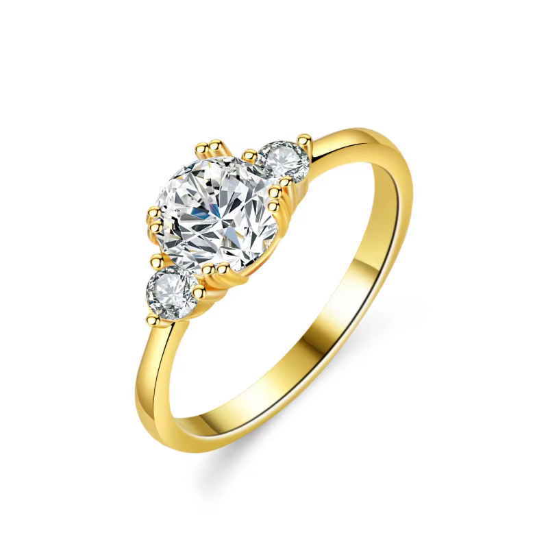 Bagues en moissanite 1,2 carats pour femmes, argent sterling 925, or 18 carats, double anneau solita