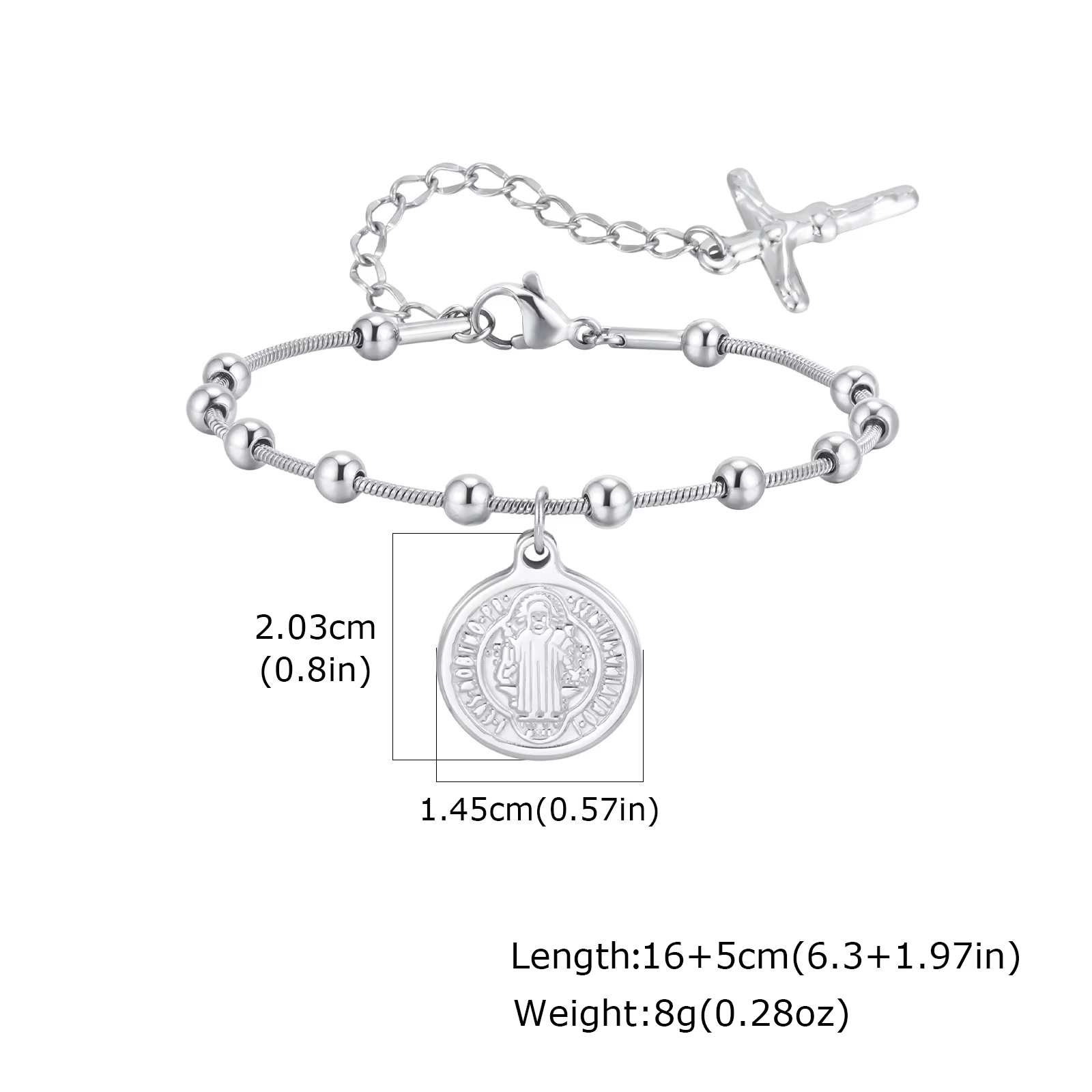Bracelet religieux Saint Benoît Vierge Marie pour femmes, bracelet à breloques croix du Saint-Rosair