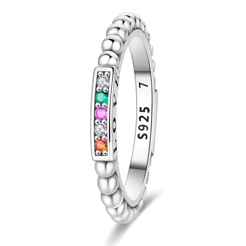 Pandach 925 couleur argent bagues de luxe coloré polygonal CZ rond chanceux fleur anneaux pour femme