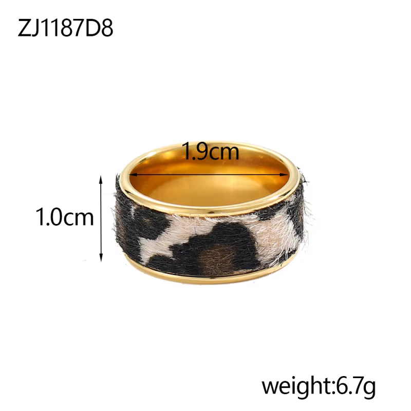 Bague Vintage en acier inoxydable plaqué or imprimé léopard pour femmes, bracelets tendance, étanche