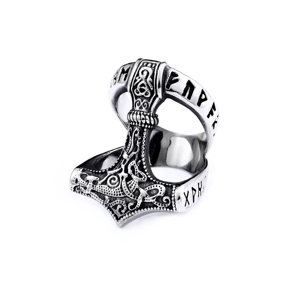 Bague classique Vintage Viking Thors marteau pour hommes, en acier inoxydable, anneaux nordiques Odi