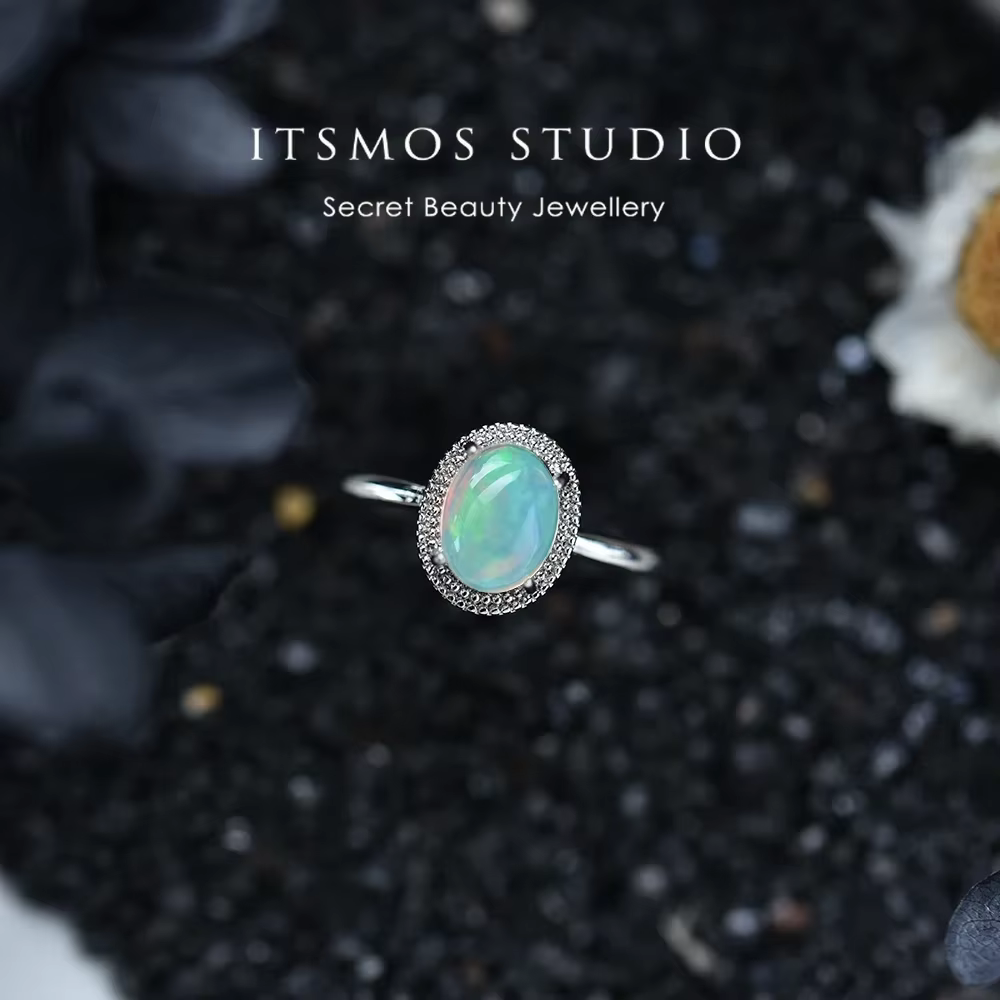 ITSMOS – bagues en opale naturelle, Halo ovale, bague Antique Vintage, bandes Vintage, bijoux quotid