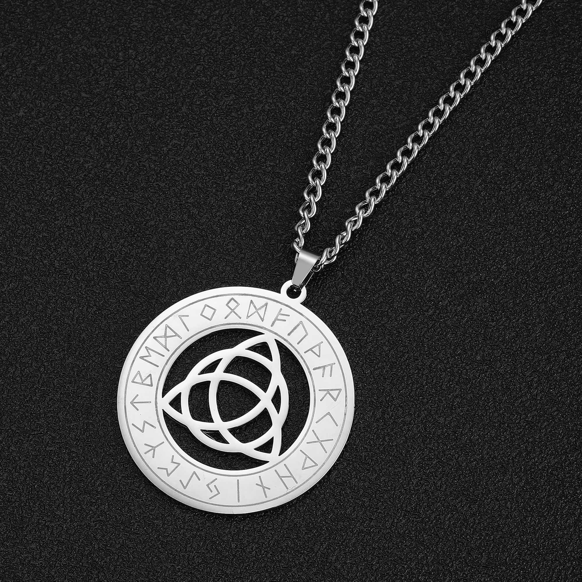 LIKGREAT Trinity Triquetra noeud Viking pendentif collier Nodic Rune amulette acier inoxydable celti