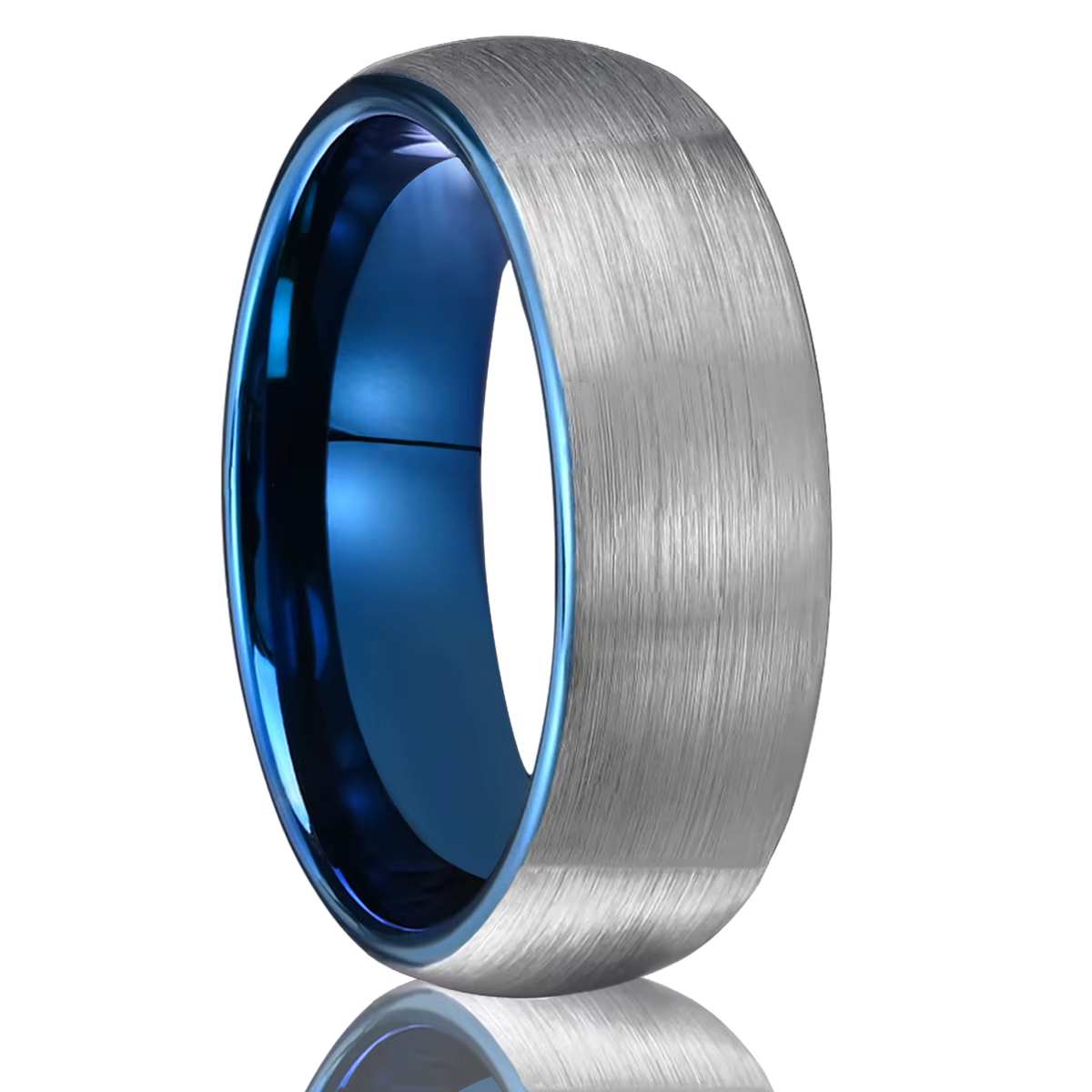 Bague de fiançailles en carbure de tungstène pour hommes, couleur bleu et argent de 7mm, alliance br