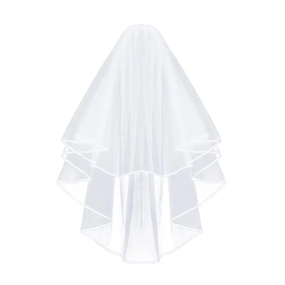Voile de mariée court et Simple pour femmes, Tulle blanc ivoire avec peigne, pour douche de mariée, 
