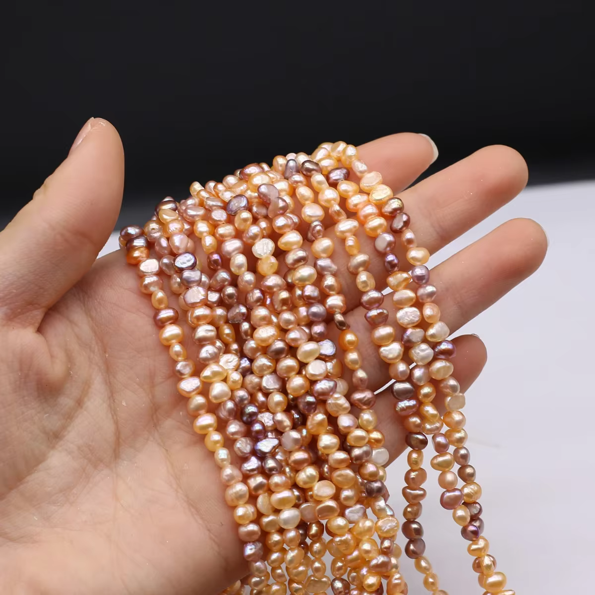 Perle d'Eau Douce Naturelle de Haute Qualité, Petite Perle Colorée de 3-4mm, Accessoires de Bracelet
