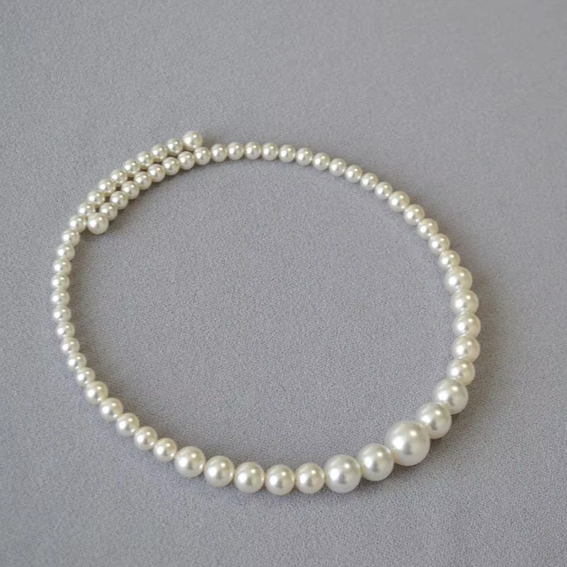 Collier ras du cou rond français élégant en perles artificielles, haute luminosité, Simple, haut de 