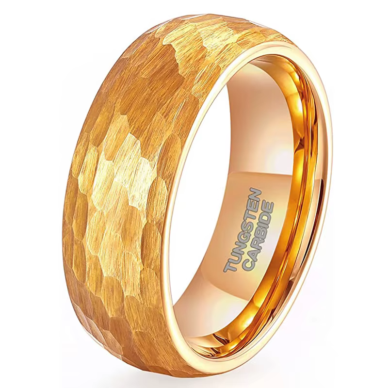 Somen 8mm couleur or marteau motif bague en carbure de tungstène homme femme mariage classique