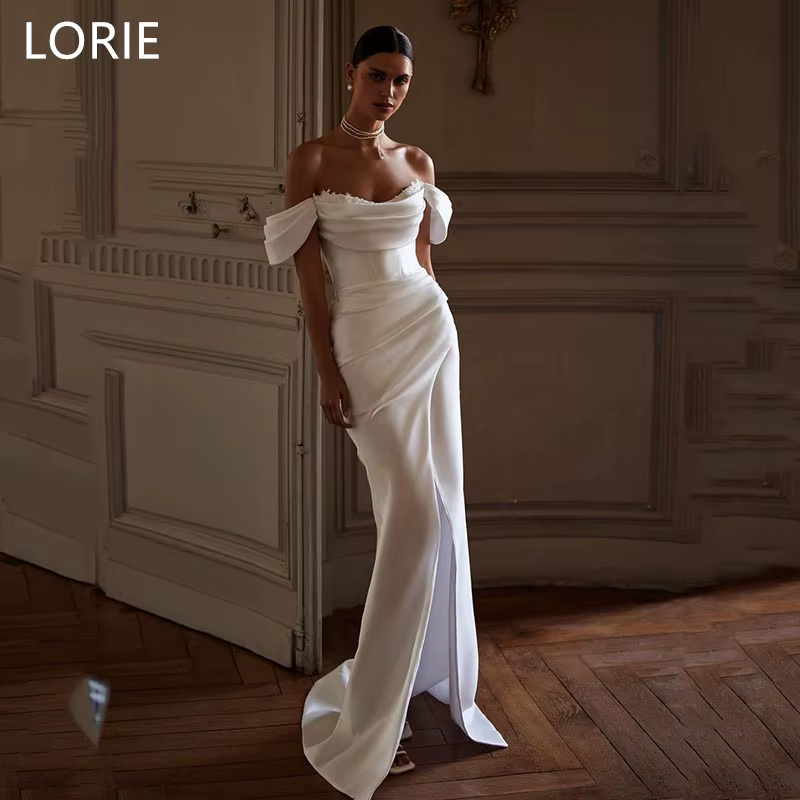 LORIE-Robe de mariée princesse personnalisée, appliques, corset en satin, robes de mariée sirène, Of