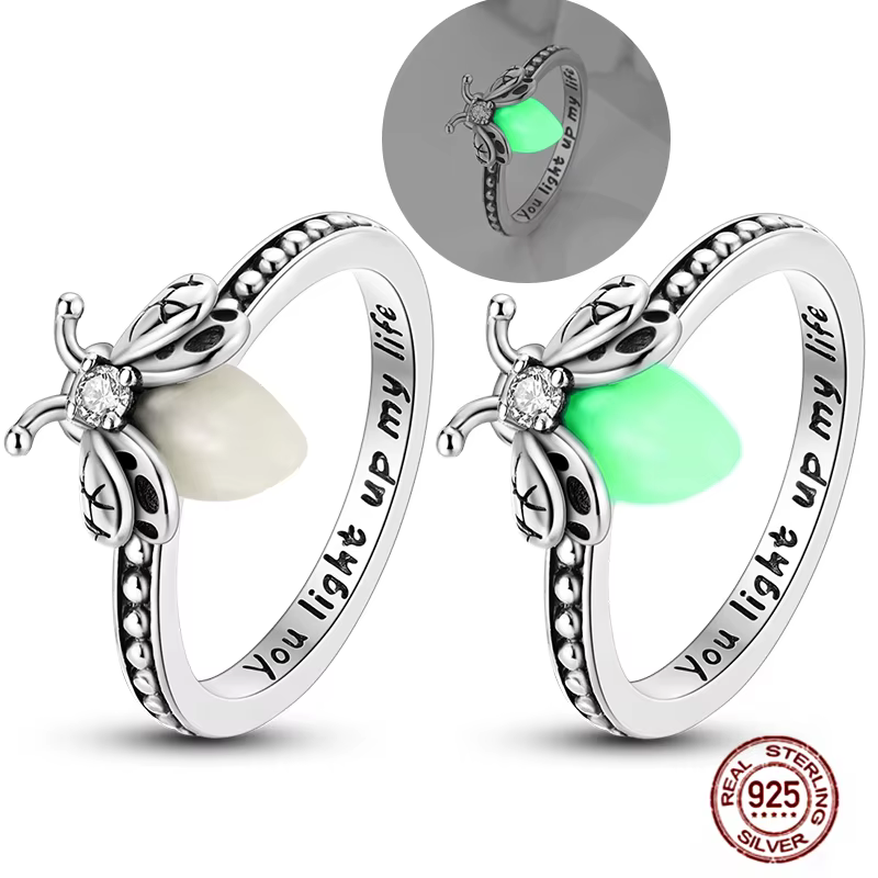 Bagues lueur Shoous luciole en argent regardé 925 pour femme, bijoux de mariage, bague originale, bl