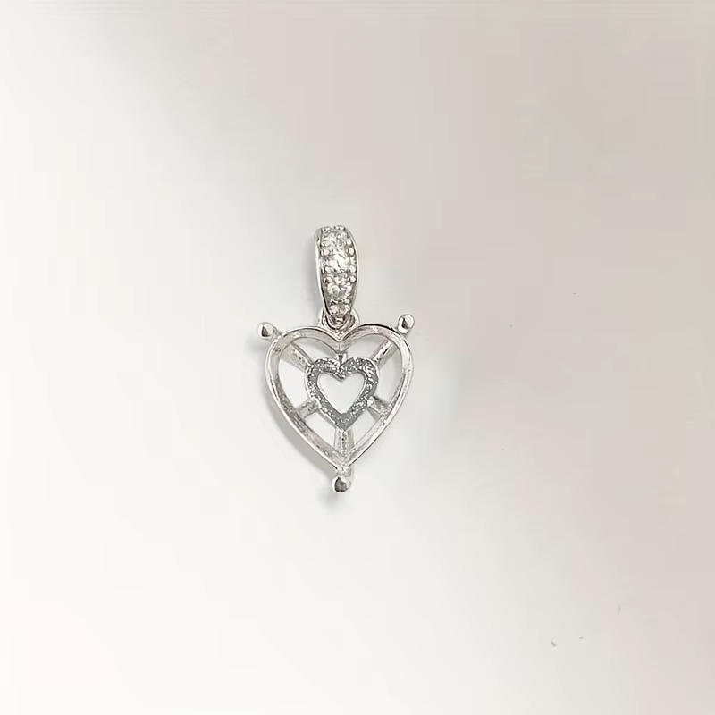 Bague en forme de coeur en argent sterling rose doré et 925 5-15MM pour tenir des strass en forme de