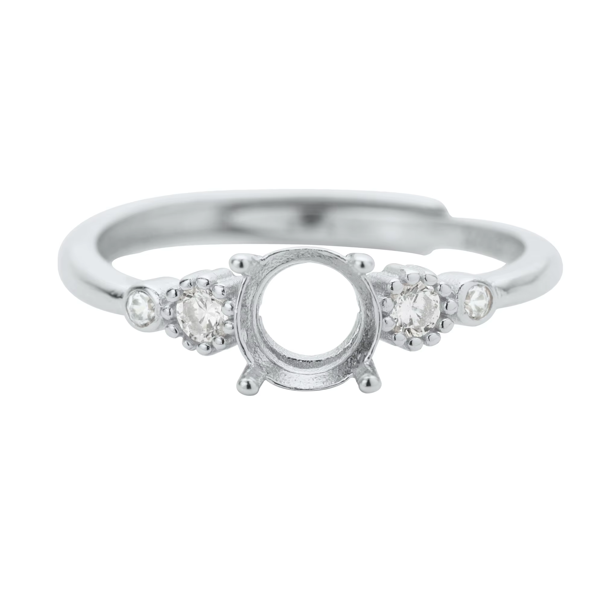 Paramètres de bague à griffes rondes, bague plaquée or Rose en argent Sterling 925 massif, bague de 