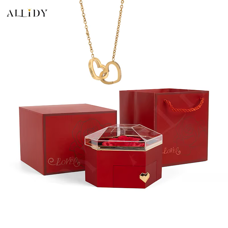 2025 nouveau cadeau de fête des mères pour les femmes personnaliser nom coeur collier Rose boîte à b