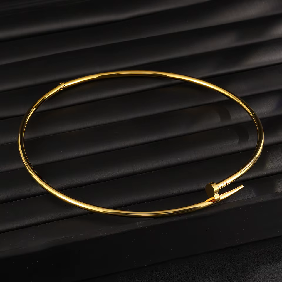 Collier ras du cou vintage en métal, chaîne lisse, bijoux gothiques pour femmes en couleur or/argent