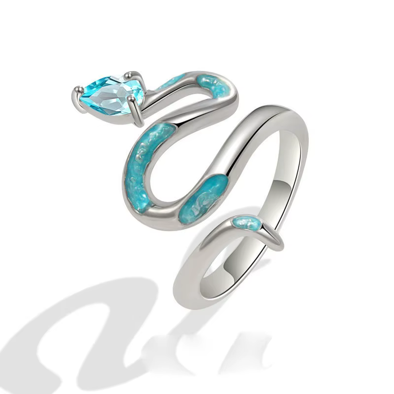 BF CLUB-Bague ouverte ajustable en argent pour homme et femme, bijou géométrique bleu pour salle, si