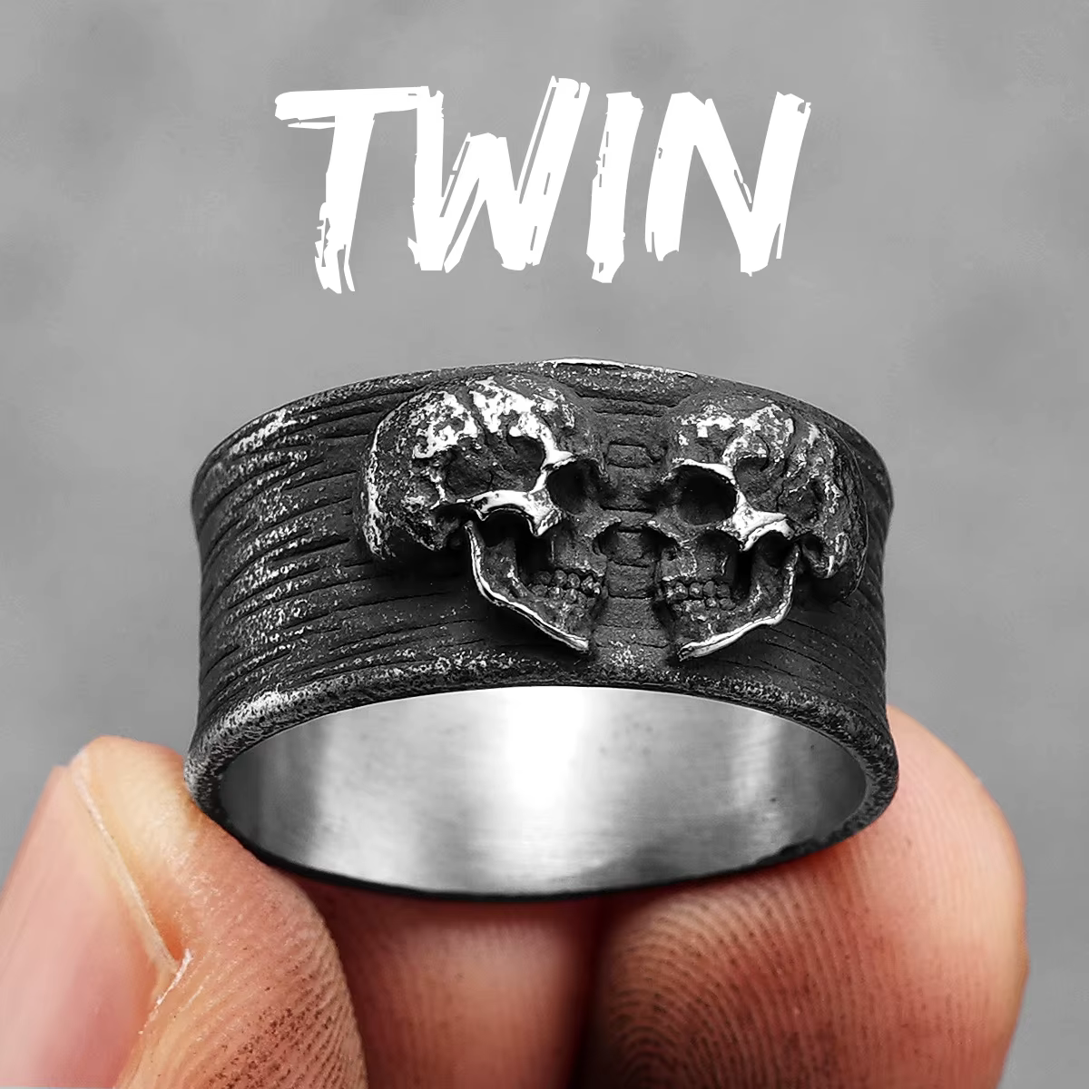 Bagues de Couple en acier inoxydable pour hommes et femmes, bijoux Punk gothique Rock Vintage noir, 