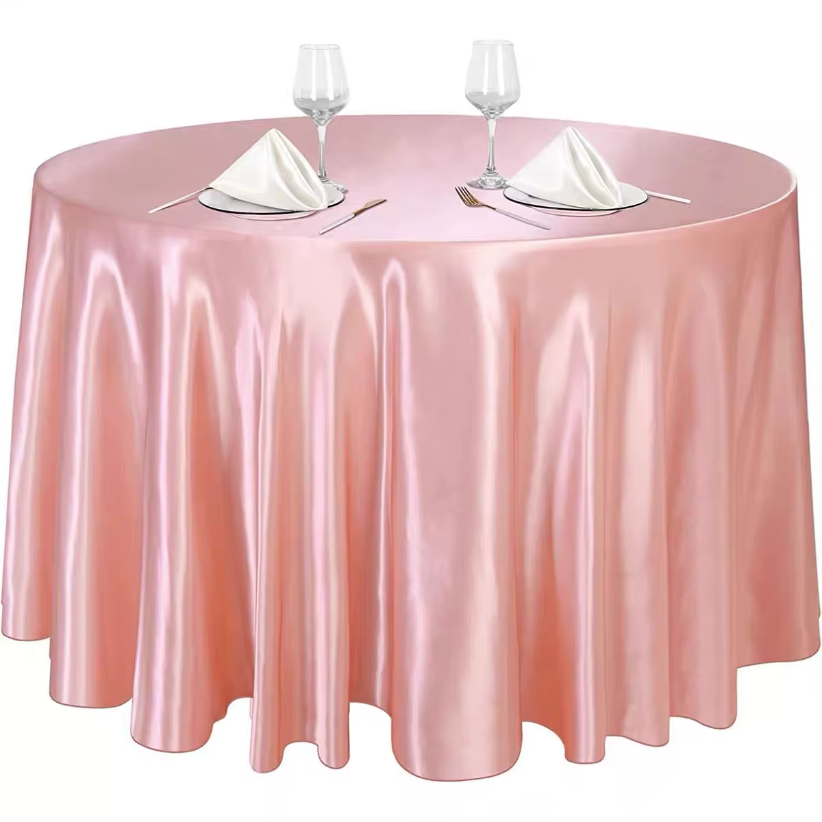 Nappe Ronde en Satin Lisse et Brillante, Couverture de Table de Mariage, Décoration de Noël, Décor d