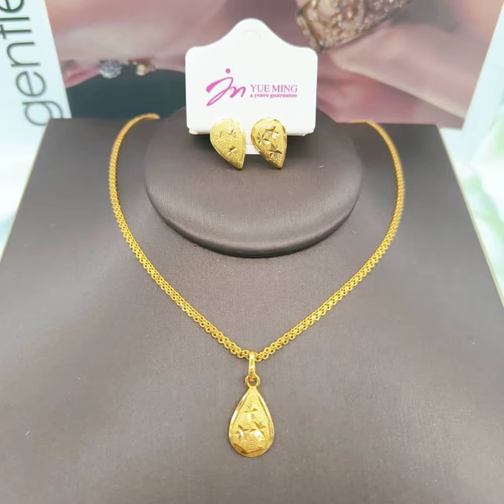 Ensemble de bijoux couleur or exquis pour fête, boucles d'oreilles et pendentif, ensemble de bijoux 
