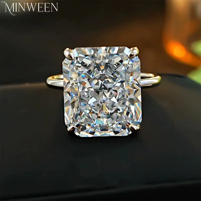 Bague de fiançailles de luxe en diamant de laboratoire 12 carats avec argent 925, bijoux en diamant 