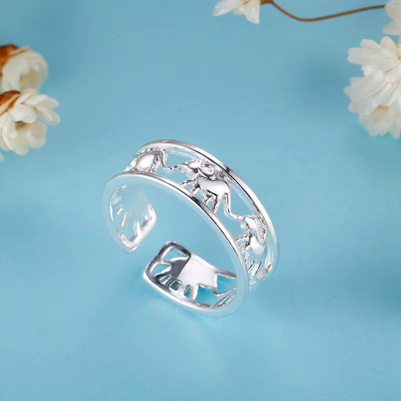 Nouvelles bagues éléphant en argent sterling 925 pour femmes, ajustables, pour mariage, fête, cadeau