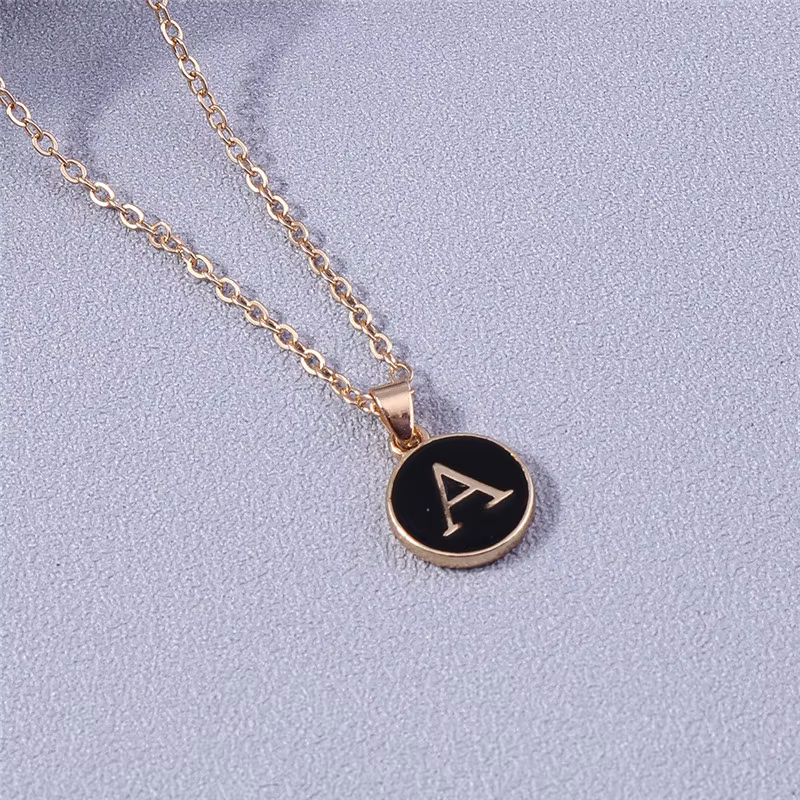 Bijoux pour femmes nom initiales 26 lettres pendentif collier émail A-Z Alphabet colliers filles cad