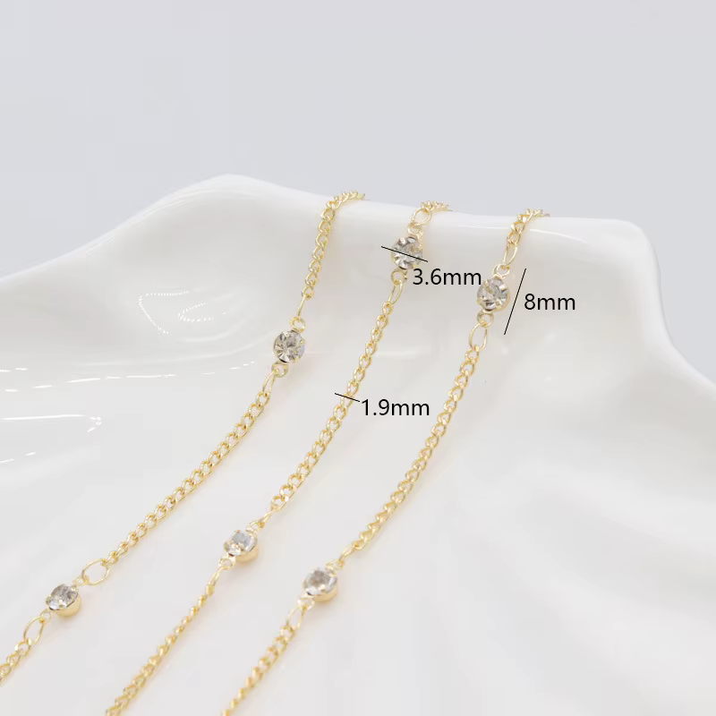 Bijoux en laiton plaqué or 14 carats, 1 mètre, fournitures exécutives, collier, boucles d'oreilles, 