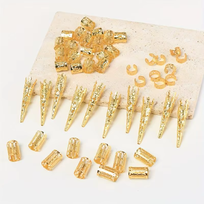 Anneau de cheveux tressé en alliage or et argent, style hippie, accessoires pour dreadlocks, bijoux 